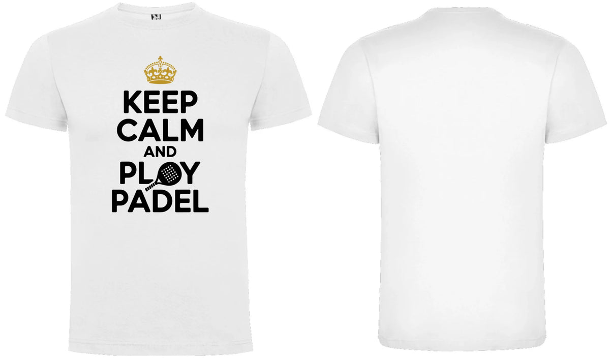 PÁNSKÉ TRIČKO KEEP CLAM AND PLAY PADEL s možností personalizace motiv dopředu, na záda vlastní potisk Bílá