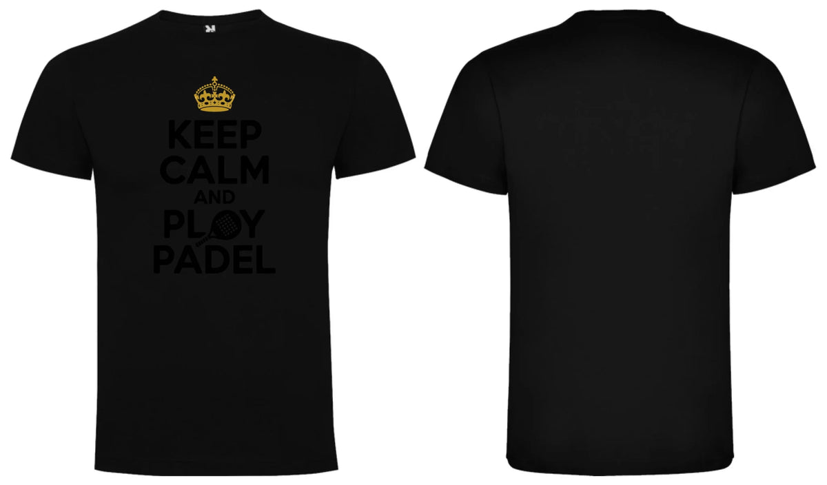 PÁNSKÉ TRIČKO KEEP CLAM AND PLAY PADEL s možností personalizace motiv dopředu, na záda vlastní potisk Černá