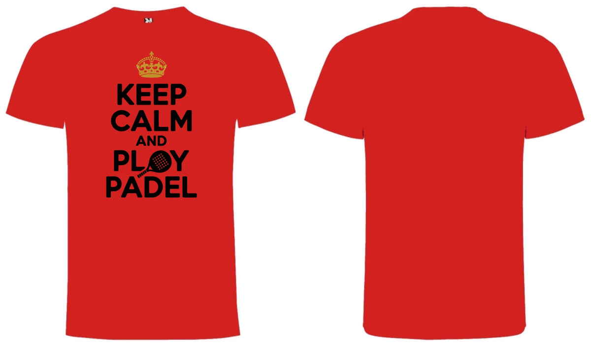 PÁNSKÉ TRIČKO KEEP CLAM AND PLAY PADEL s možností personalizace motiv dopředu, na záda vlastní potisk Červená
