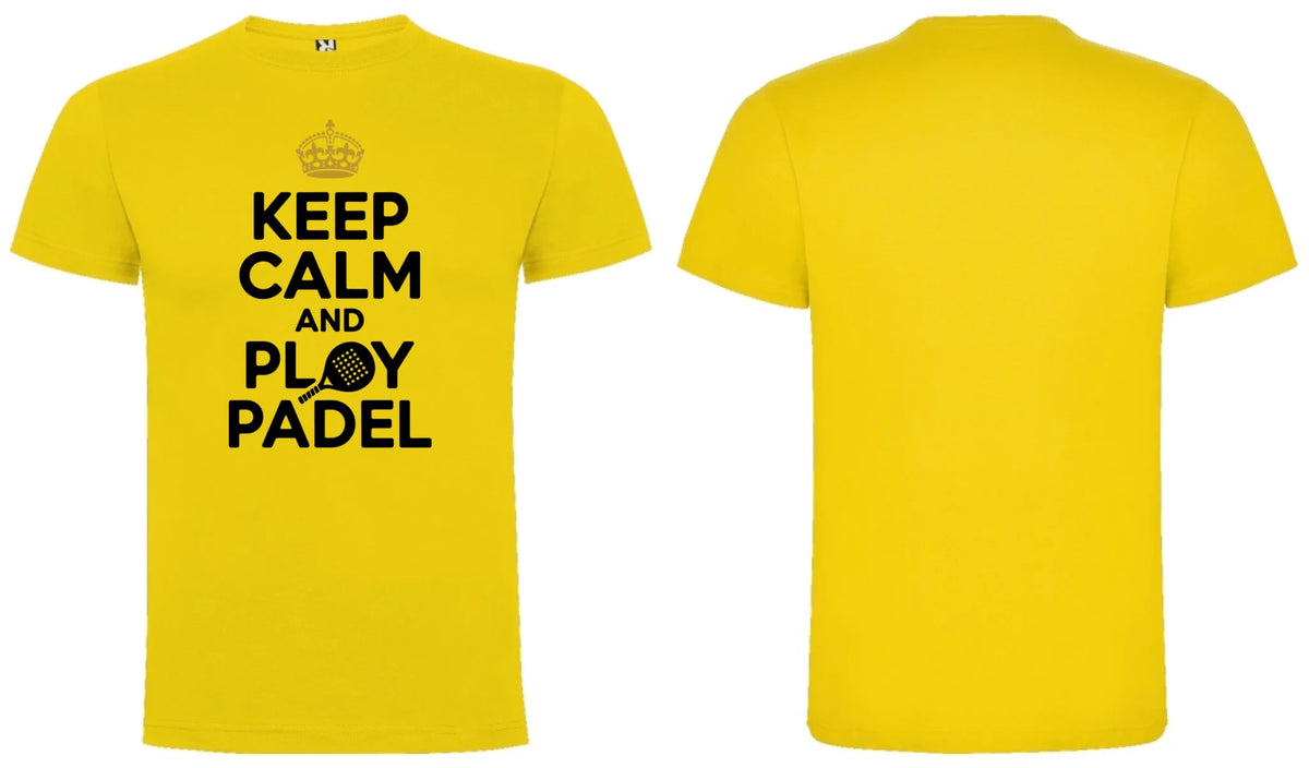 PÁNSKÉ TRIČKO KEEP CLAM AND PLAY PADEL s možností personalizace motiv dopředu, na záda vlastní potisk Žlutá