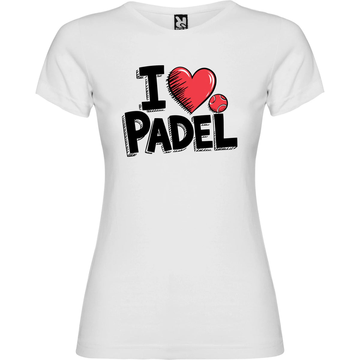 DÁMSKÉ TRIČKO I LOVE PADEL s možností dotisku jména, čísla, obrázku jen motiv dopředu Bílá