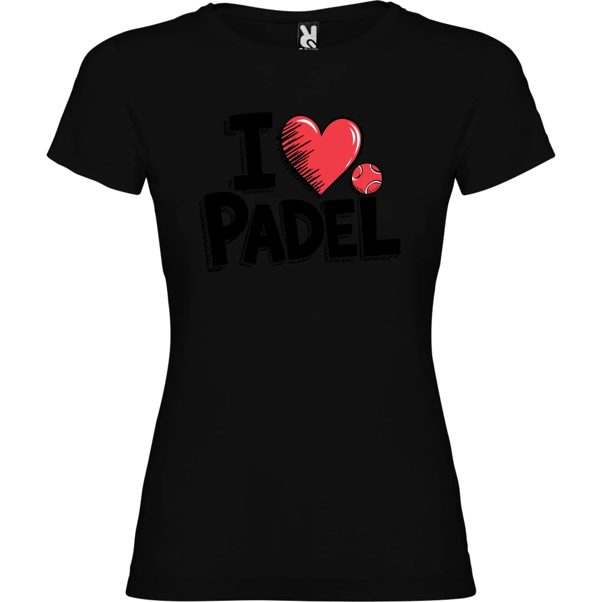 DÁMSKÉ TRIČKO I LOVE PADEL s možností dotisku jména, čísla, obrázku jen motiv dopředu Černá