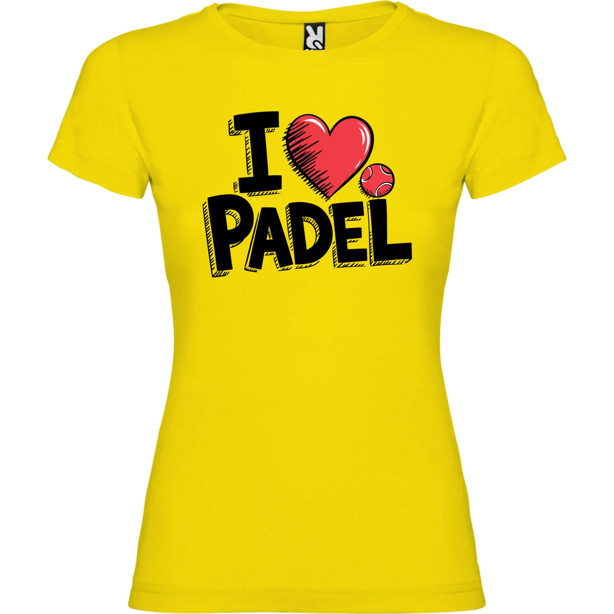 DÁMSKÉ TRIČKO I LOVE PADEL s možností dotisku jména, čísla, obrázku jen motiv dopředu Žlutá