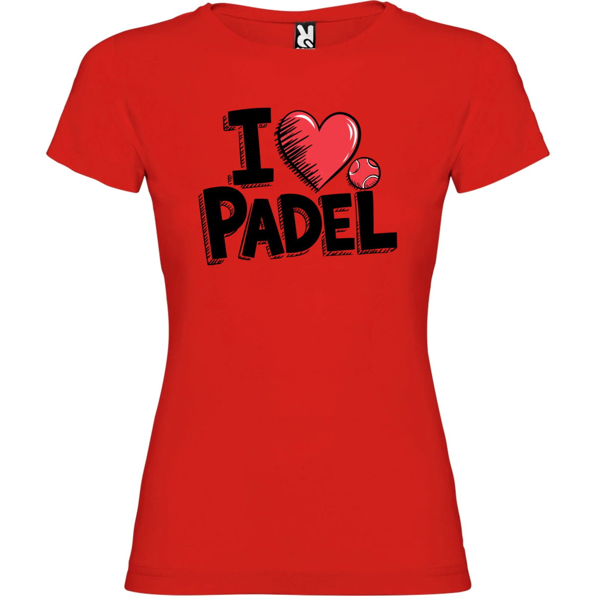 DÁMSKÉ TRIČKO I LOVE PADEL s možností dotisku jména, čísla, obrázku jen motiv dopředu Červená