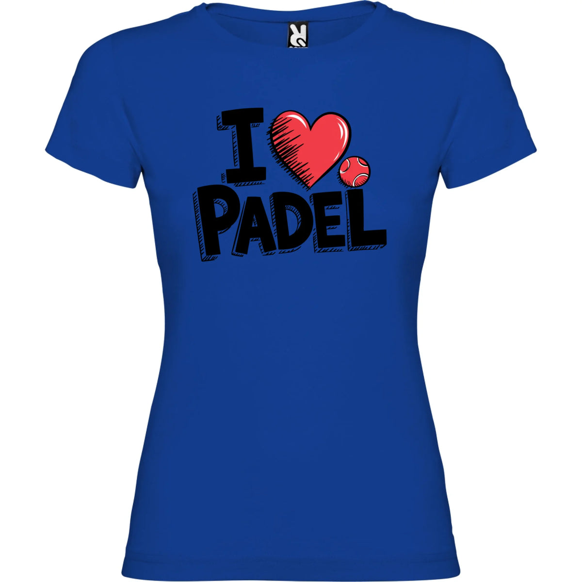 DÁMSKÉ TRIČKO I LOVE PADEL s možností dotisku jména, čísla, obrázku jen motiv dopředu Modrá