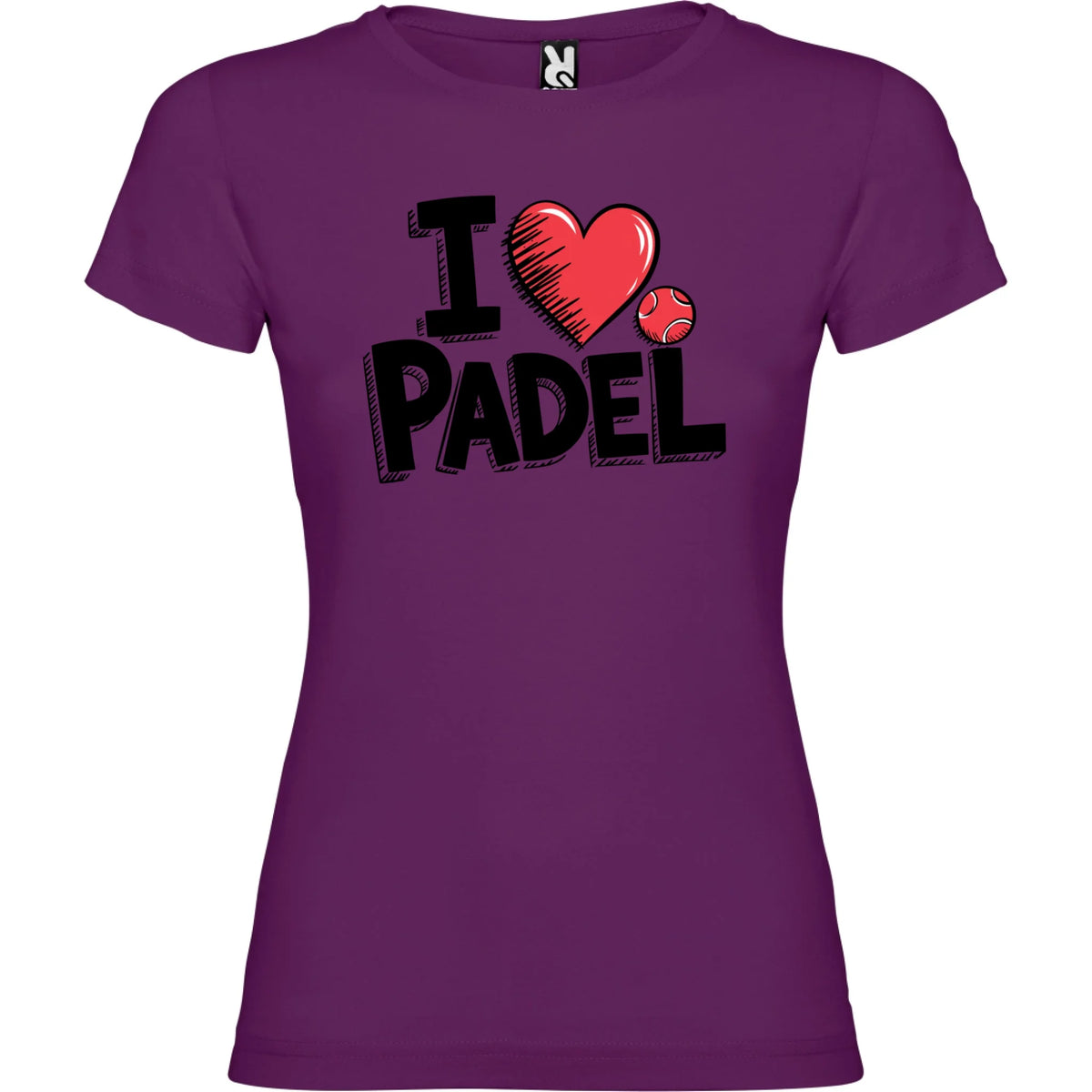 DÁMSKÉ TRIČKO I LOVE PADEL s možností dotisku jména, čísla, obrázku jen motiv dopředu Purpurová