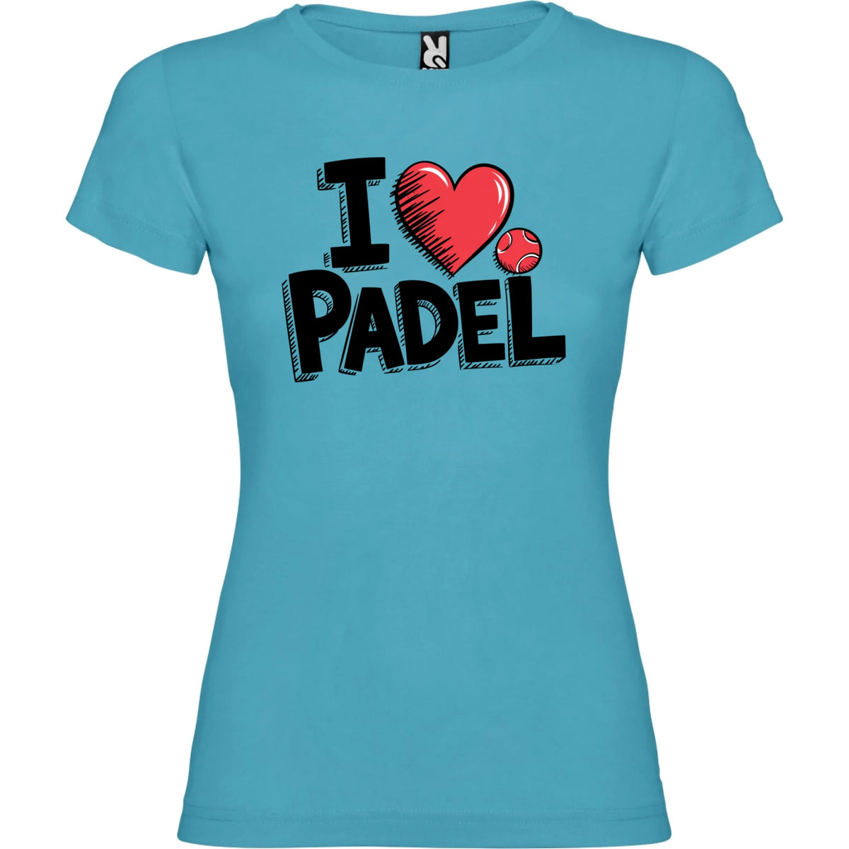 DÁMSKÉ TRIČKO I LOVE PADEL s možností dotisku jména, čísla, obrázku jen motiv dopředu Tyrkysová