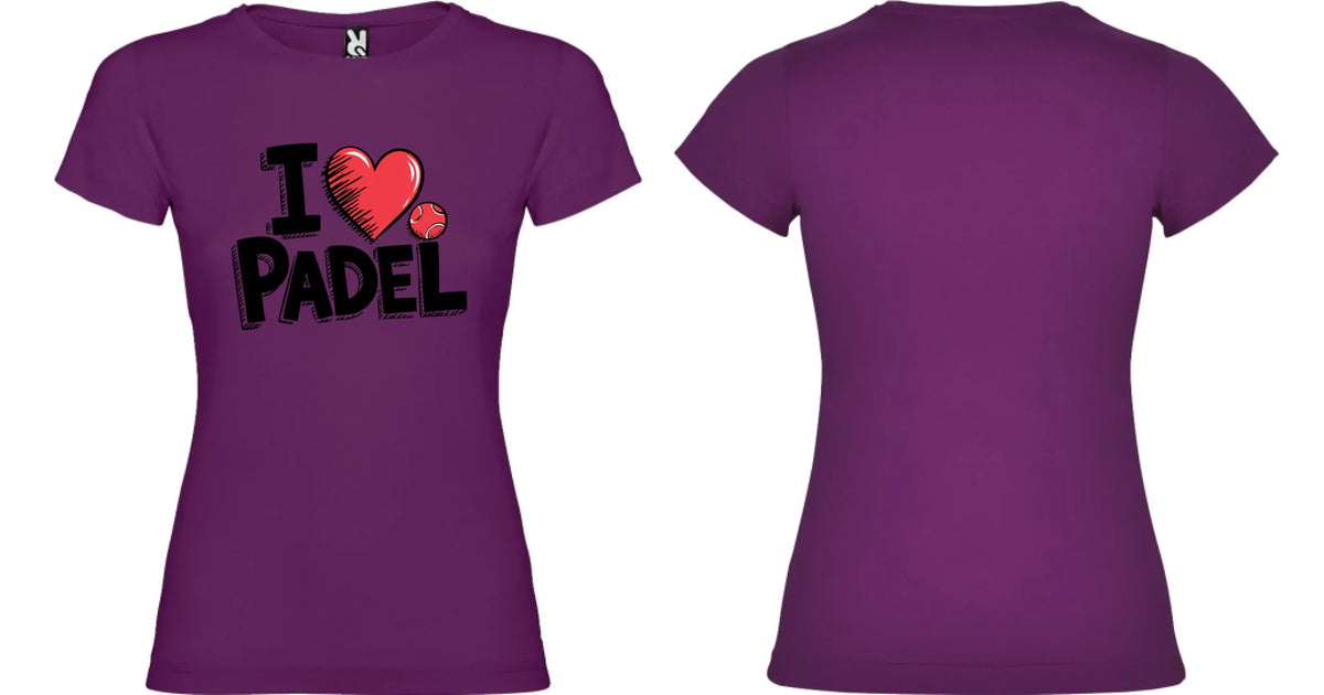 DÁMSKÉ TRIČKO I LOVE PADEL s možností dotisku jména, čísla, obrázku motiv dopředu a na záda vlastní potisk Purpurová