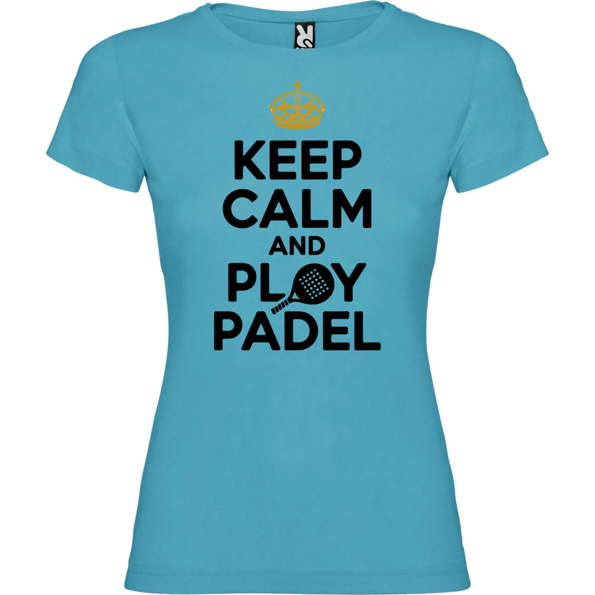 DÁMSKÉ TRIČKO KEEP CALM PLAY PADEL s možností dotisku jména, čísla, obrázku jen motiv dopředu Tyrkysová