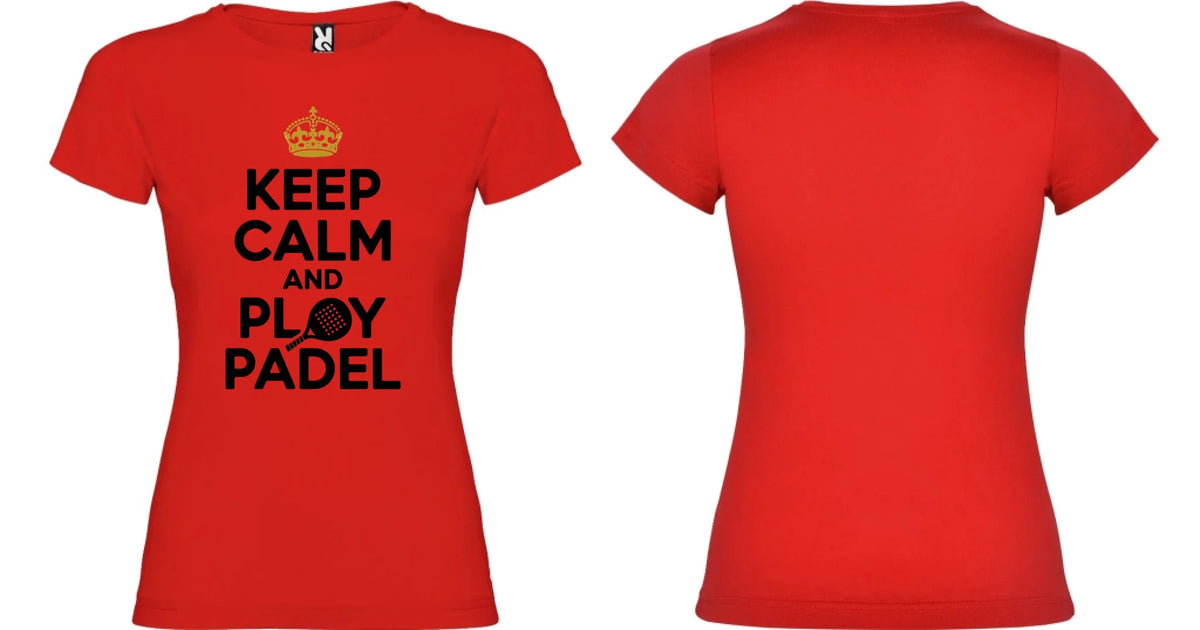 DÁMSKÉ TRIČKO KEEP CALM PLAY PADEL s možností dotisku jména, čísla, obrázku motiv dopředu a na záda vlastní potisk Červená