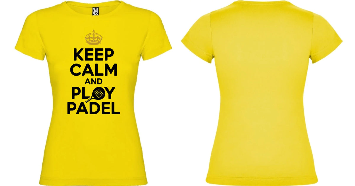 DÁMSKÉ TRIČKO KEEP CALM PLAY PADEL s možností dotisku jména, čísla, obrázku motiv dopředu a na záda vlastní potisk Žlutá