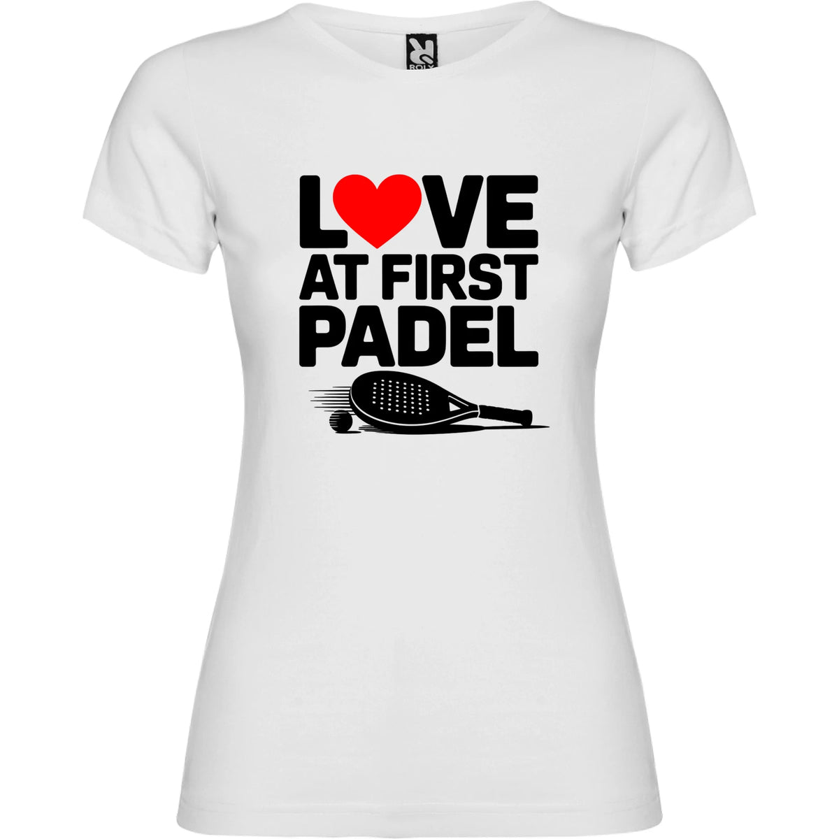 DÁMSKÉ TRIČKO LOVE AT FIRST PADEL s možností personalizace jen motiv dopředu Bílá