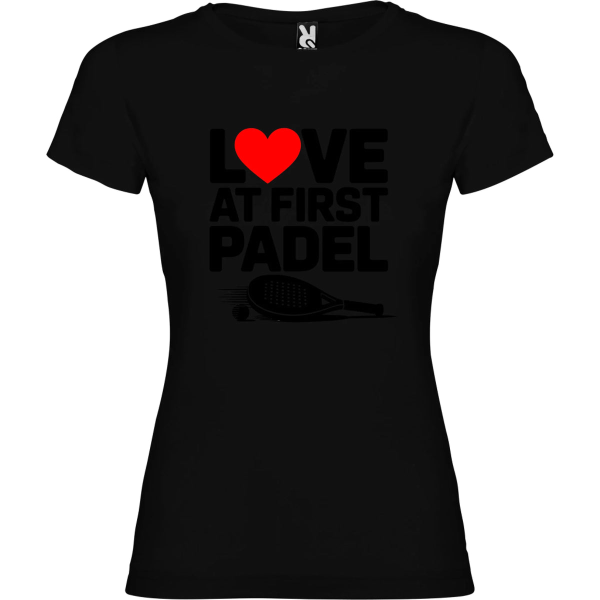 DÁMSKÉ TRIČKO LOVE AT FIRST PADEL s možností personalizace jen motiv dopředu Černá