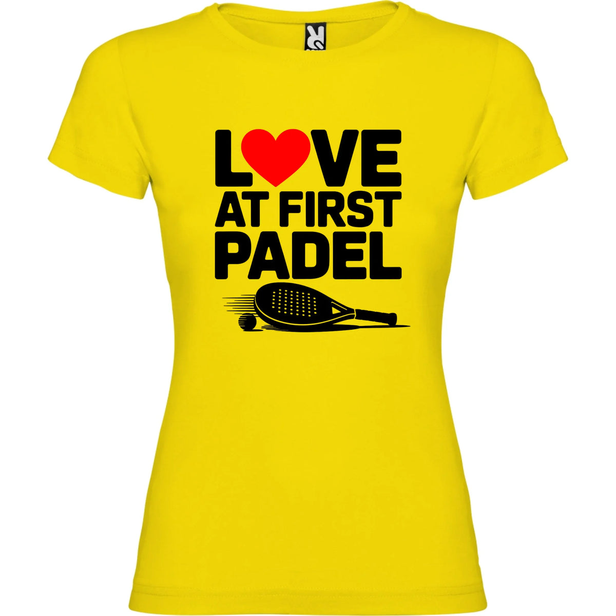 DÁMSKÉ TRIČKO LOVE AT FIRST PADEL s možností personalizace jen motiv dopředu Žlutá