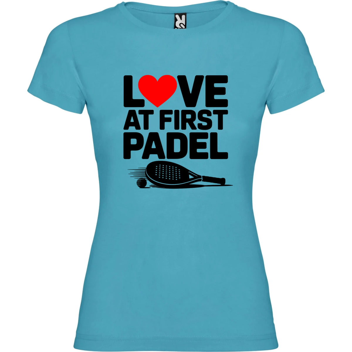 DÁMSKÉ TRIČKO LOVE AT FIRST PADEL s možností personalizace jen motiv dopředu Tyrkysová