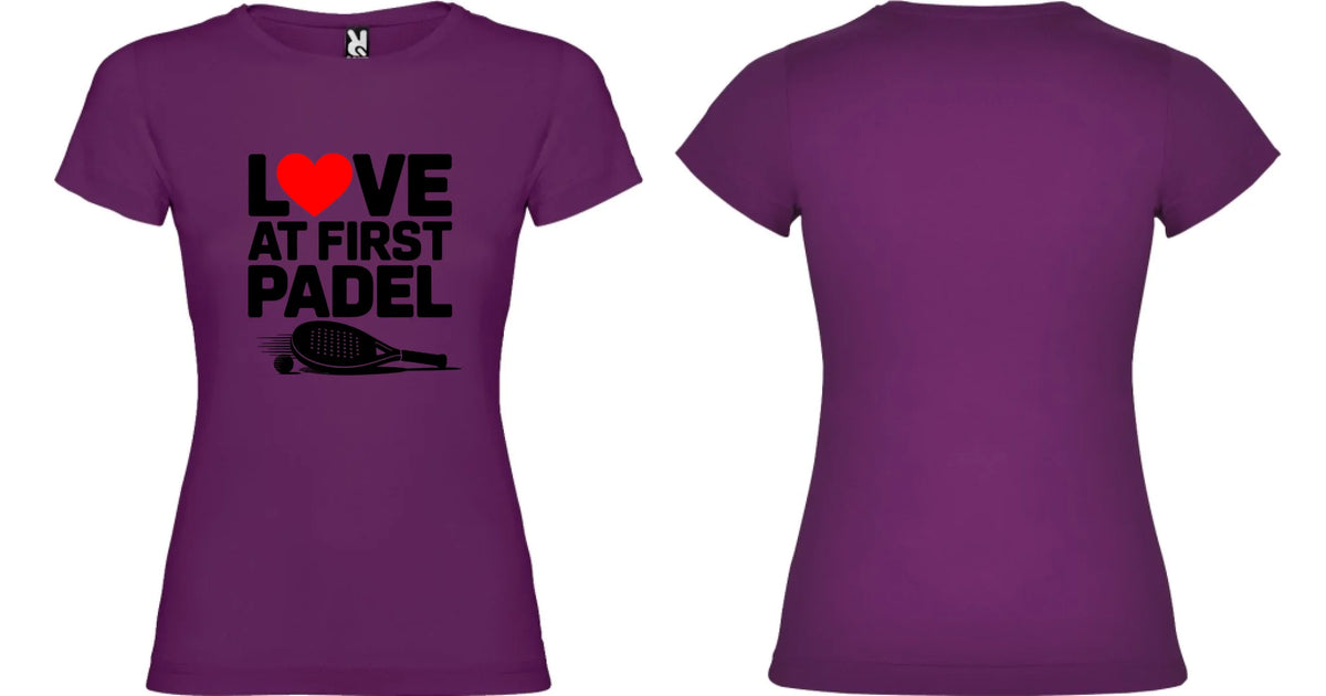 DÁMSKÉ TRIČKO LOVE AT FIRST PADEL s možností personalizace motiv dopředu a na záda vlastní potisk Purpurová