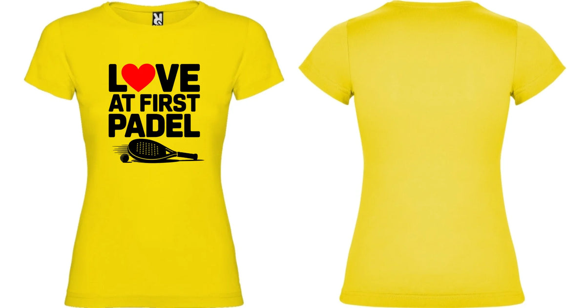 DÁMSKÉ TRIČKO LOVE AT FIRST PADEL s možností personalizace motiv dopředu a na záda vlastní potisk Žlutá