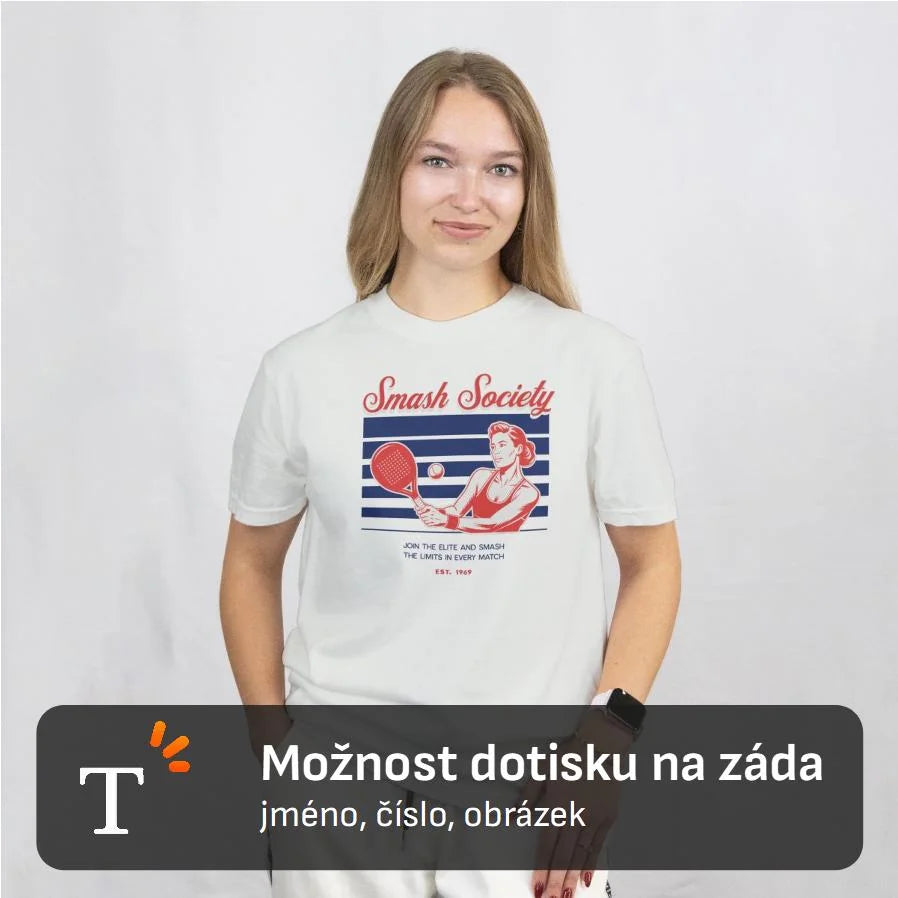 DÁMSKÉ TRIČKO PADEL SMASH SOCIETY s možností dotisku jména, čísla, obrázku