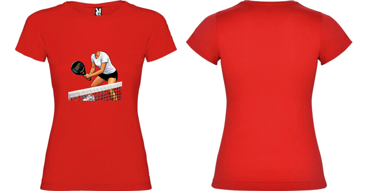 DÁMSKÉ TRIČKO s motivem PADEL (s vlastní fotkou) motiv dopředu a na záda vlastní potisk Červená