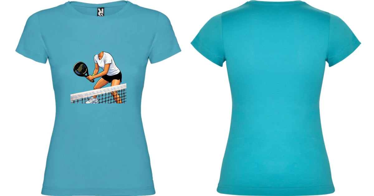 DÁMSKÉ TRIČKO s motivem PADEL (s vlastní fotkou) motiv dopředu a na záda vlastní potisk Tyrkysová