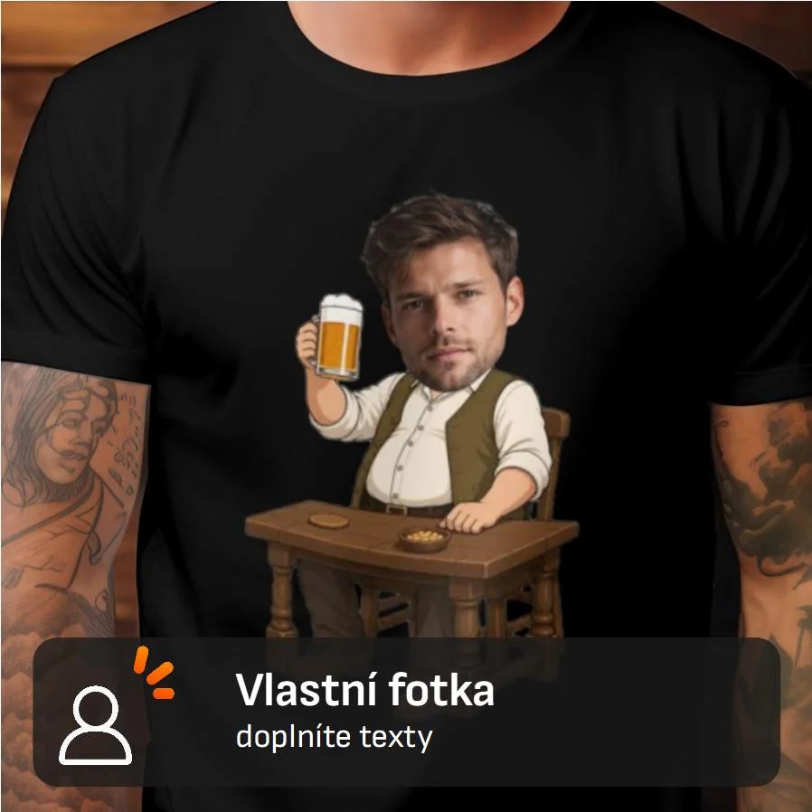 PÁNSKÉ TRIČKO PIVO s vlastní fotkou s možností dotisku jména, čísla, obrázku