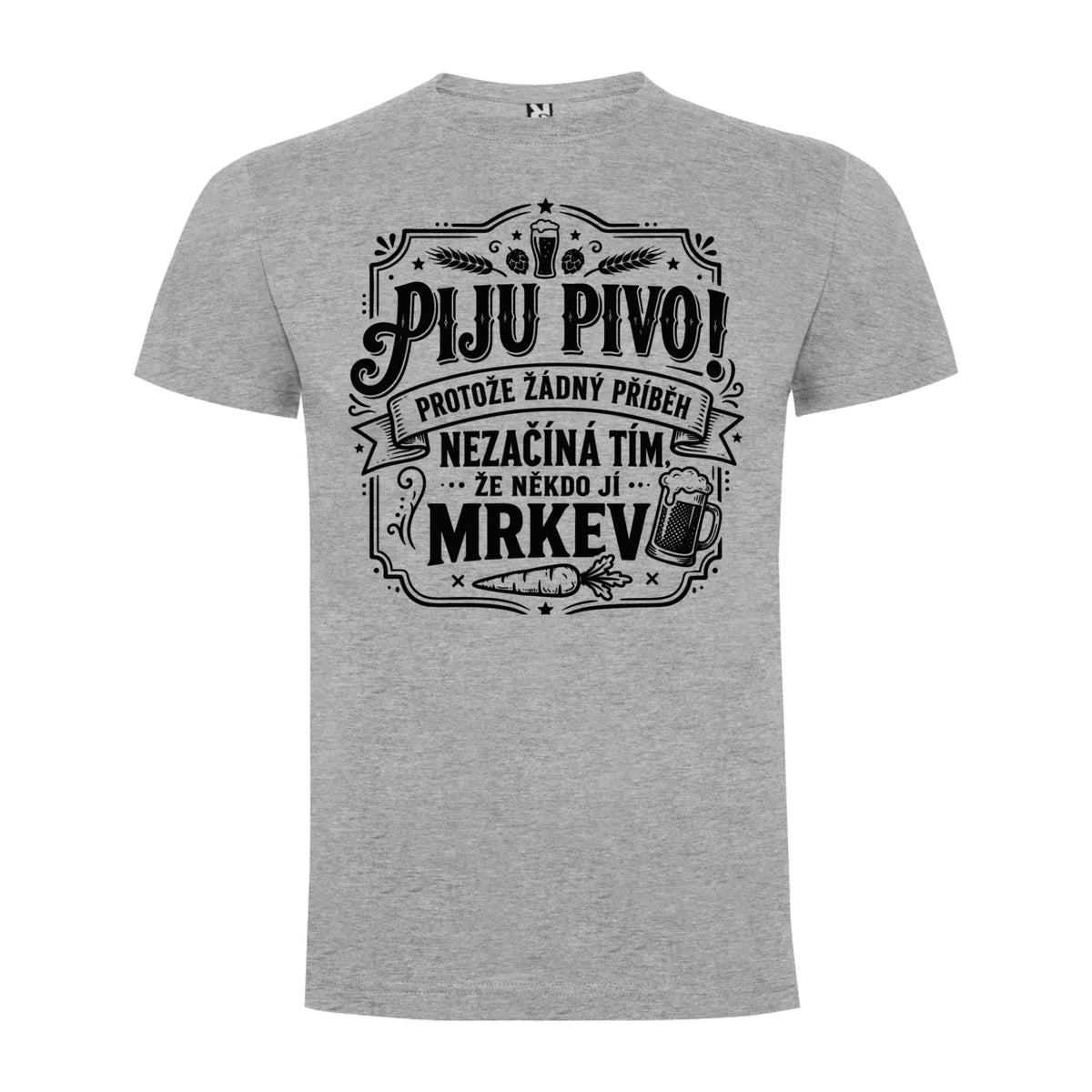 PÁNSKÉ TRIČKO PIVO PŘÍBĚH s možností dotisku jména, čísla, obrázku jen motiv dopředu Melír