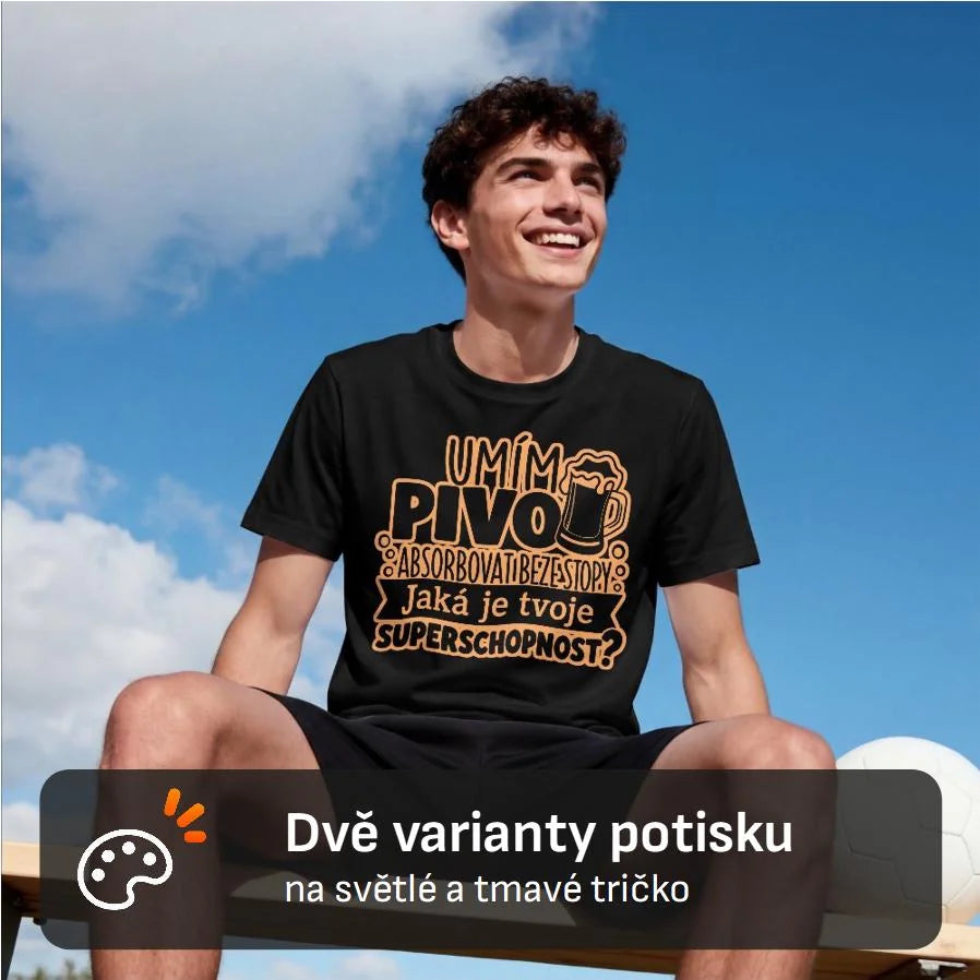 PÁNSKÉ TRIČKO PIVO SUPERSCHOPNOST s možností dotisku jména, čísla, obrázku