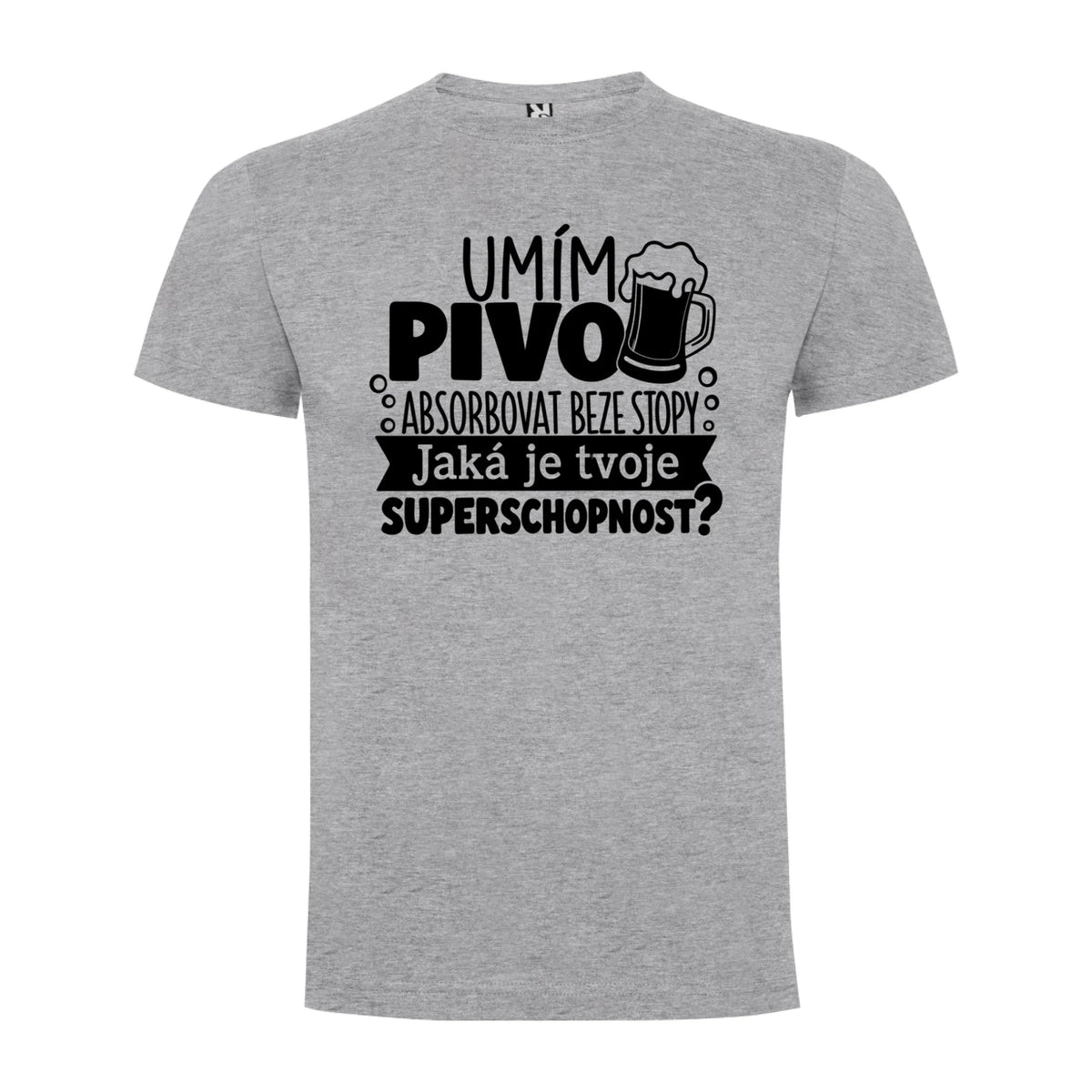 PÁNSKÉ TRIČKO PIVO SUPERSCHOPNOST s možností dotisku jména, čísla, obrázku jen motiv dopředu Melír
