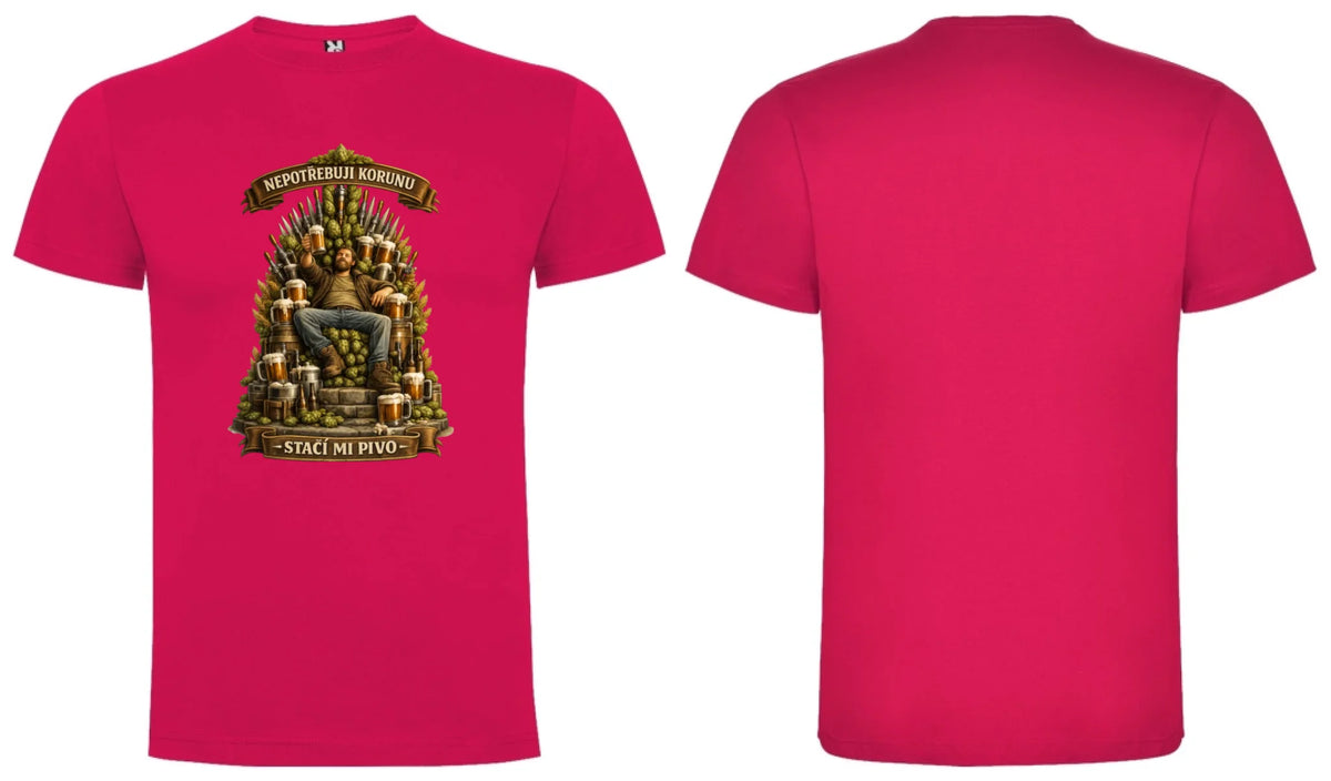 PÁNSKÉ TRIČKO PIVNÍ KRÁL s možností dotisku jména, čísla, obrázku motiv dopředu a na záda vlastní potisk Růže