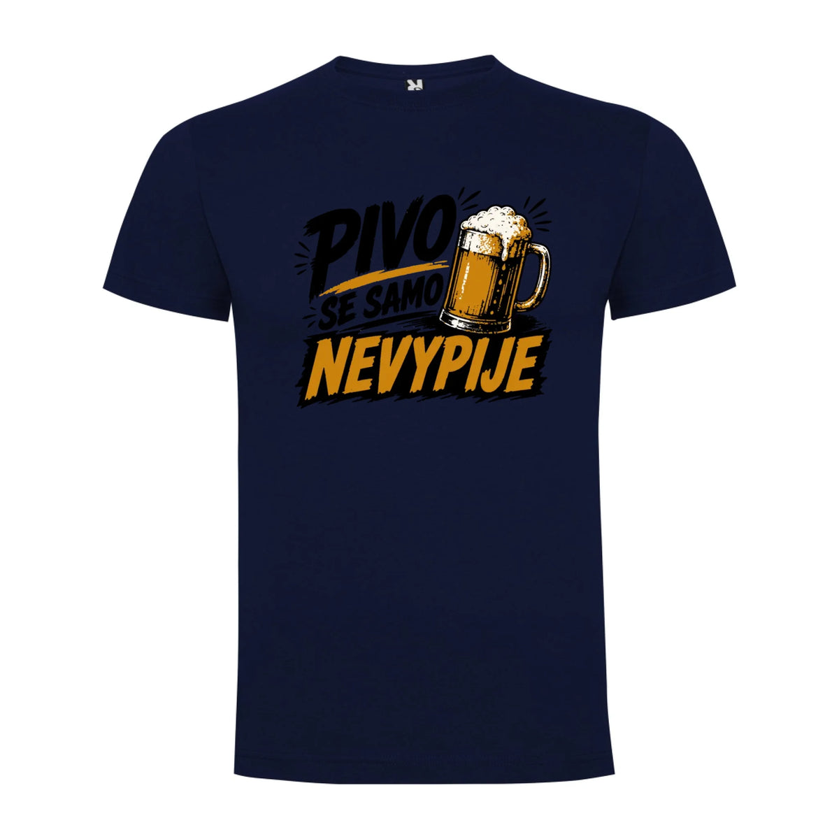 PÁNSKÉ TRIČKO PIVO SE SAMO NEVYPIJE s možností dotisku jména, čísla, obrázku jen motiv dopředu Námořnická modrá