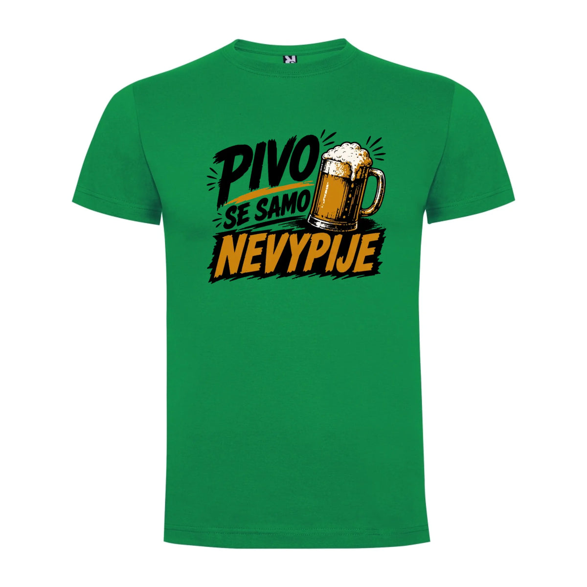 PÁNSKÉ TRIČKO PIVO SE SAMO NEVYPIJE s možností dotisku jména, čísla, obrázku jen motiv dopředu Zelená
