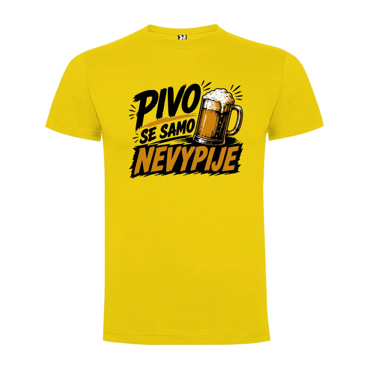 PÁNSKÉ TRIČKO PIVO SE SAMO NEVYPIJE s možností dotisku jména, čísla, obrázku jen motiv dopředu Žlutá