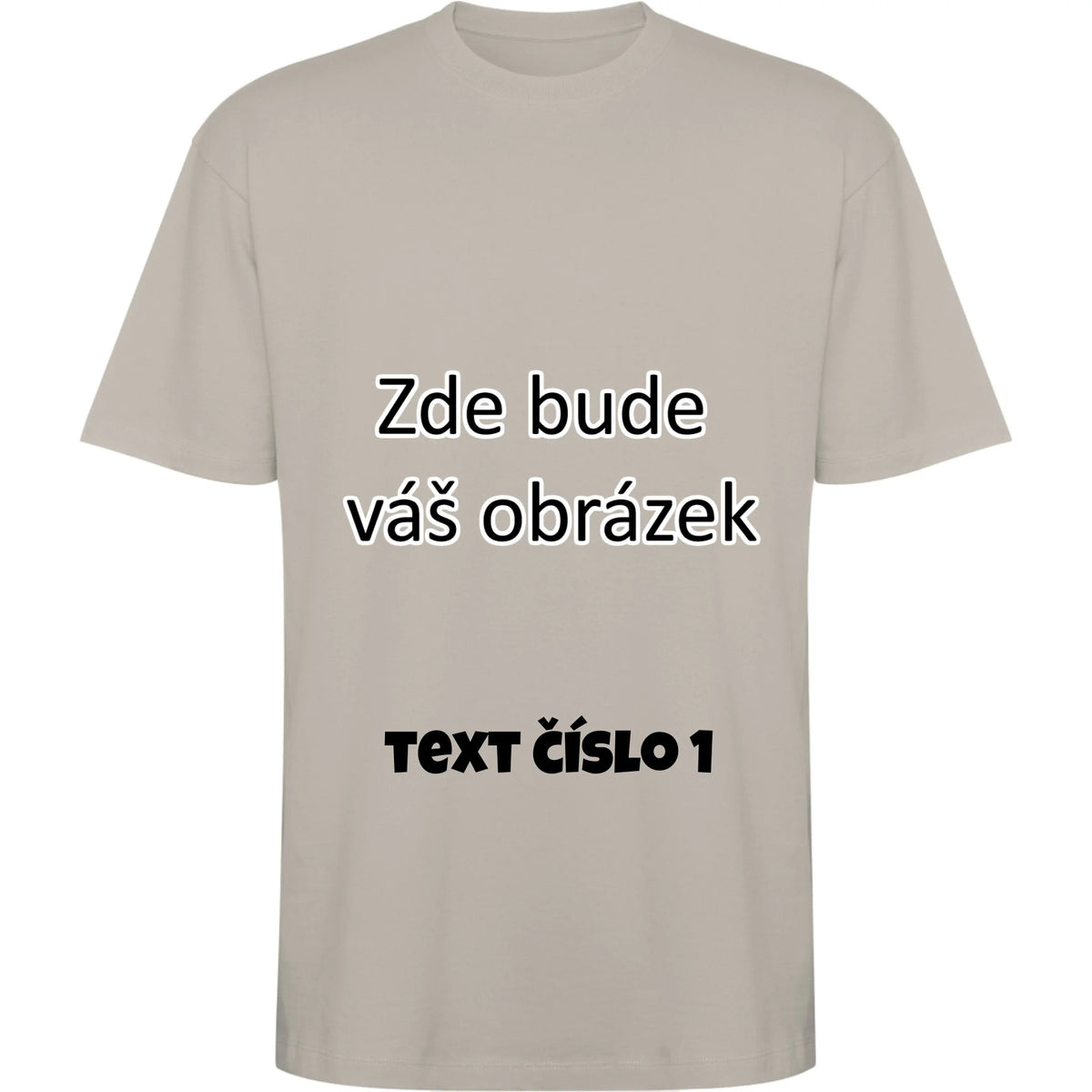 TIRČKO UNISEX OVERSIZE krátký rukáv s vaším motivem/fotkou Oversize tričko BULL betonově šedá