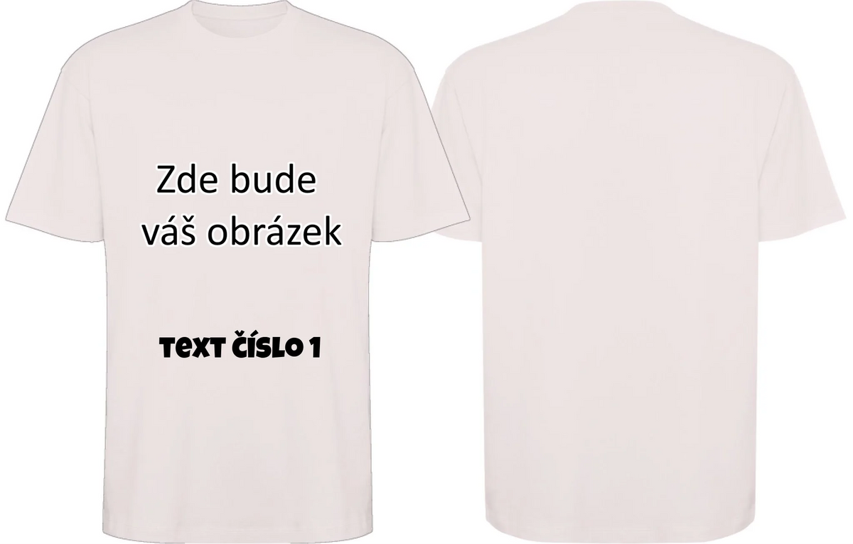 TIRČKO UNISEX OVERSIZE krátký rukáv s vaším motivem/fotkou Oversize tričko BULL oboustranný potisk